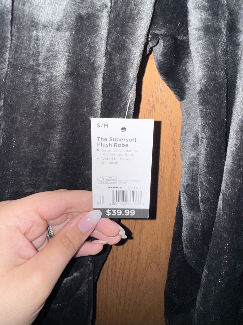 Kohl's The Supersoft Plush Robe - Charcoal Gray